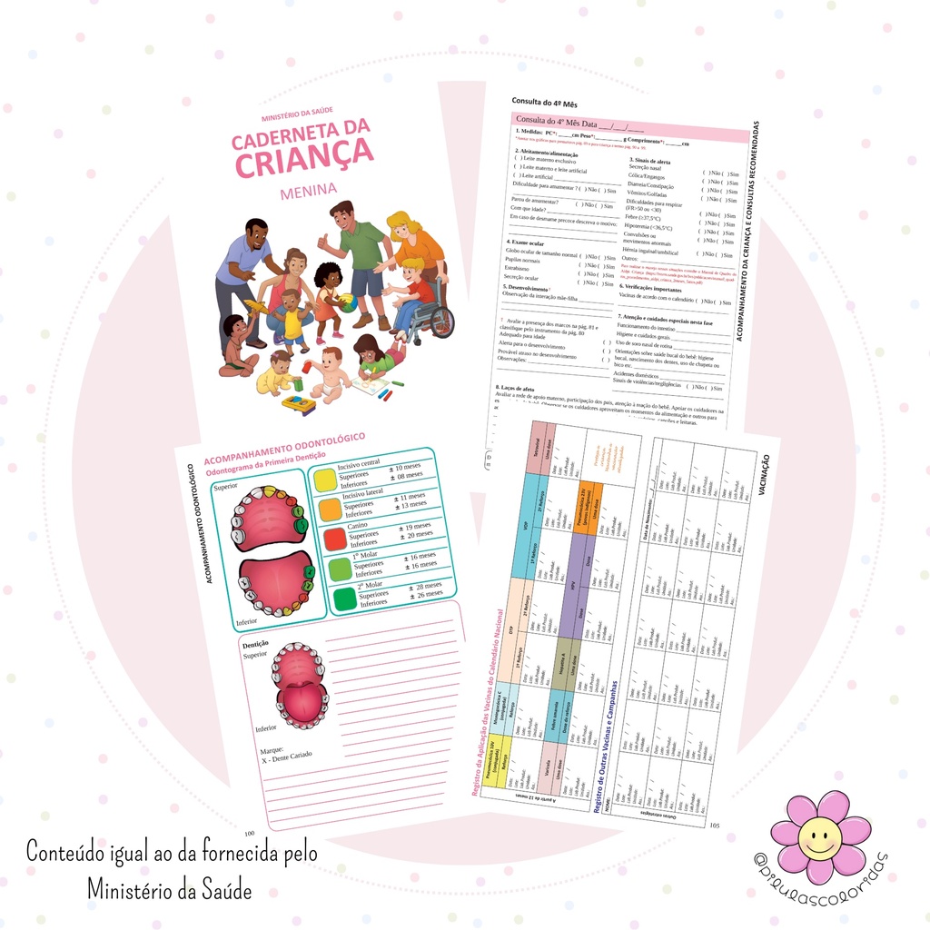 Caderneta de Vacinação do Bebê – Meninas - “Para anotar com carinho cada cuidado que faz parte desta linda jornada" Meninos